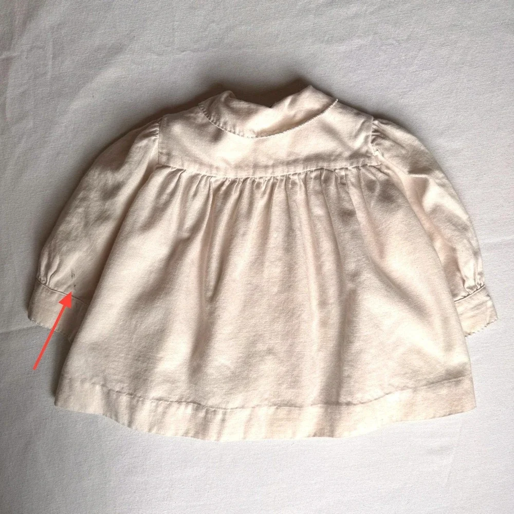 Vintage Clydella England Smocked Baby Blouse Lt Pink Wool Blend Peter Pan Collar